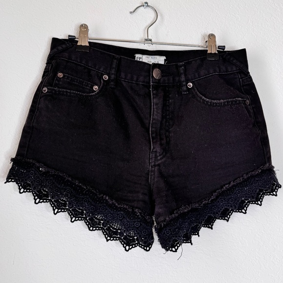 Free People Black Cut-Off Jean Shorts - Picture 1 of 5